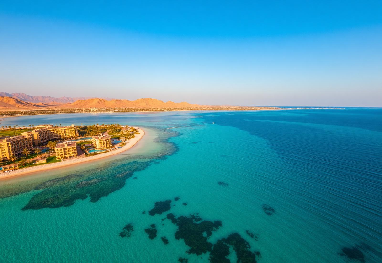 Aerial view of Ras Soma coastline, Hurghada